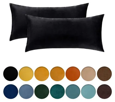 Produktbild von Set mit 2 Kissenbezügen, Dekokissen, Sofakissen, Dekokissenbezüge mit verdecktem Reißverschluss, 40 x 80 cm, schwarz