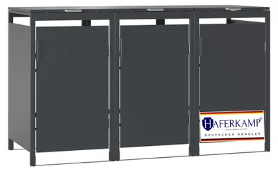 Produktbild von Mülltonnenbox MODUS | 3er | HxBxT 118,5x204x80 cm | für 3 x 240 Liter Mülltonnen | Verzinkter Stahl, KI-generiertes Bild