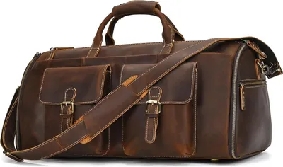 Produktbild von Reistas aus echtem Leder mit Schuhfach - Herren Reisetasche für Anzüge - Wochenendtasche im Retro-Stil - Braun - Ideal für Sport und Wochenendausflüge