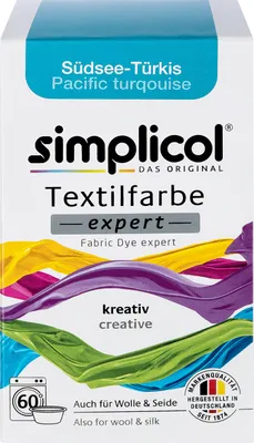Produktbild von simplicol Textilfarbe expert, DIY Färbemittel für Stoff in verschiedenen Farben, Farbe:Südsee-Türkis (1711), Größe:1er Pack