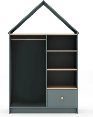 Immagine prodotto di Calicosy - Armadio aperto 3 nicchie, 1 cassetto e 1 appendiabiti H180 cm - LÉONIE