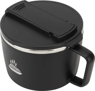 Image de Bol à nouilles avec baguettes et fourchette 1200ml en acier inoxydable 304 Bol à nouilles portable avec couvercle pour le bureau