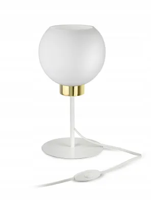 Zdjęcie produktu dla Lampka Nocna Stołowa Dekoracyjna Biała Szklana Kula White Glass L1 LED E27