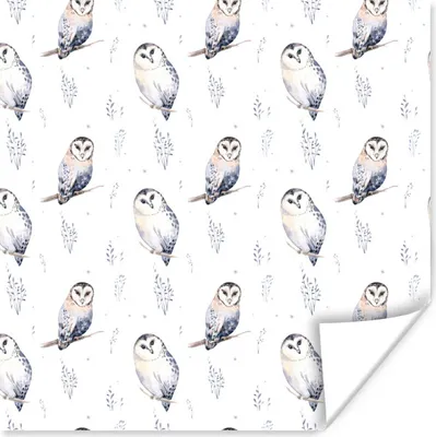 Produktbild von MuchoWow® Poster Winter - Muster - Eule 50x50 cm - Wohnzimmerdekoration