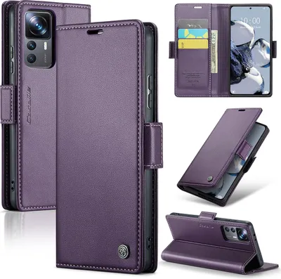 Obrázek produktu pro Xiaomi 12T Pro Case, kožené peněženkové pouzdro Card Case Protective Cover with Stand pro Xiaomi 12T / 12T Pro / Redmi K50 Ultra Purple