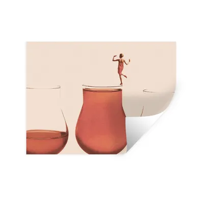 Produktbild von MuchoWow® Wandtattoo Wandsticker Wandaufkleber Vintage - Frau - Glas - Pastell - Abstrakt 80x60 cm Selbstklebend und Repositionierbar - Faltenfrei
