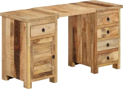 Image de Bureau à caissons Bois de manguier massif 140x50x77 cm