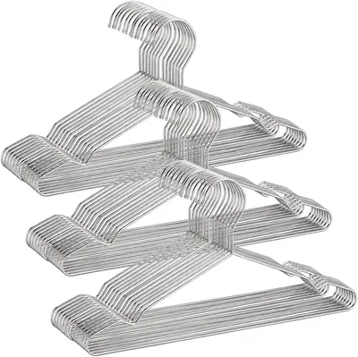 Produktbild von Kleerhangers, Metall, 42 cm - Set mit 50 Stück - Kleiderbügel aus Draht mit rutschfesten Rillen