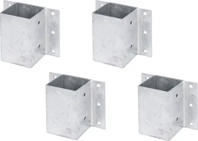 Produktbild von Alberts 4er Set Pfostenträger für L- und U-Steine o. Mauern zum Anschrauben feuerverzinkt 91 x 91 mm