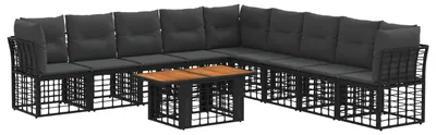 Produktbild von vidaXL Gartensofa-set 10 stk. Schwarz und Dunkelgrau Poly-Rattan