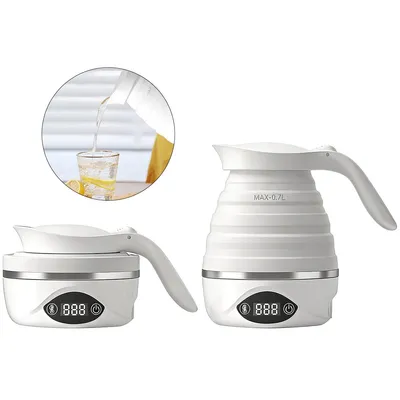 Produktbild von 850 W Reise-Wasserkocher, 700 ml faltbarer Mini-Kocher, BPA-frei, tragbar, multifunktional mit Warmhalte- & Timer-Funktion