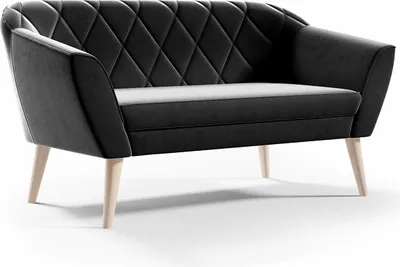 Produktbild von BETTSO Klassisch Sofa 2 Sitzer Scandinavisches Design Holzbeinen Elegantes Couch Polstersofa für Wohnzimmer VIVA 2 Schwarz