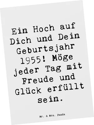 Produktbild von Mr. & Mrs. Panda Postkarte Spruch 1955 Geburtstag - Weiß - Geschenk, Ansichtskarten, Glückwunsch, Happy Birthday, Freude und Glück, Jahrgang, Fotokarte, Grußkarte