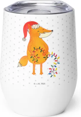 Produktbild von Mr. & Mrs. Panda Thermo Becher Fuchs Weihnachten - Weiß - Geschenk, thermosbecher, Heiligabend, Thermobecher, Winter, edelstahl isolierbecher, Füchse, Nikolaus