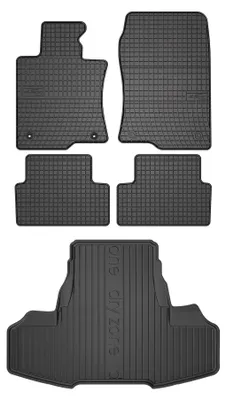 Imagen del producto de Alfombrillas de goma + bandeja de maletero para Honda Accord VIII 2008-2015 (sedán) – juego de 5 piezas, negras, a medida – Wielganizator SolidPRO