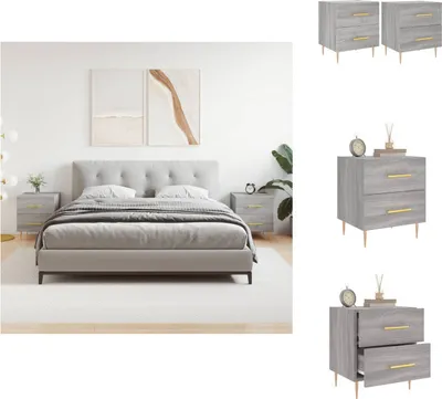Immagine prodotto di vidaXL Comodini 2 pz. Grigio Sonoma 40x35x47,5 cm Materiale a base di legno - Comodini
