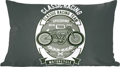 Produktbild von MuchoWow® Zierkissen Sofakissen Wohnzimmer Dekokissen 60x40 cm Motorrad - Zeichnung - Retro - Kopfkissen - Polster mit Foto