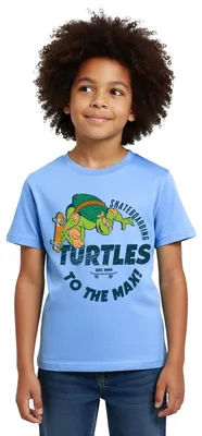 Produktbild von Spreadshirt Ninja Turtles Skatboarding Turtles Kinder T-Shirt, 122/128 (7-8 Jahre), Himmelblau