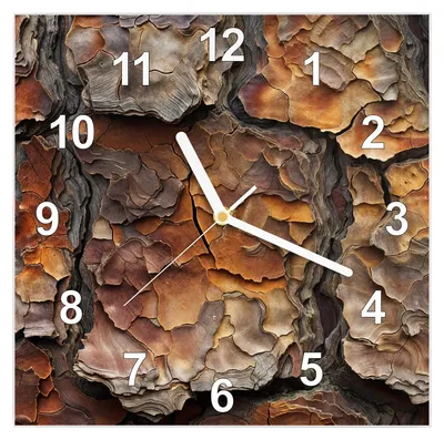 Produktbild von Wanduhr aus Glas mit Motiv Baumrindenstruktur- 30 x 30 cm - inkl. Aufhängesystem