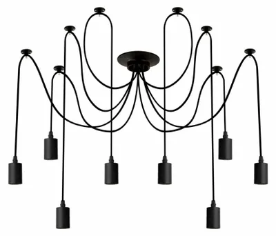 Obrázok produktu pre Závesné svietidlo CENTURY PER8 čierne pre LED žiarovky, 8-miestne, dĺžka 150 cm, 8 x E27, stupeň krytia IP20