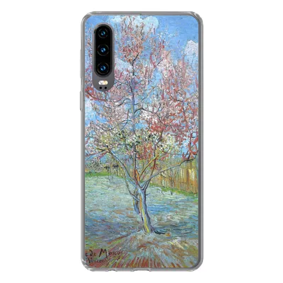 Produktbild von MuchoWow® Handyhülle Schutzhülle Hülle für Huawei P30 Der rosa Pfirsichbaum - Vincent van Gogh Silikon Softcase Handy Hülle - Kartenbesitzer