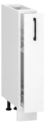Produktbild von Küchenunterschrank 15 cm - Weiß glänzend - mit Schublade und Korb mit 2 Einlegeböden - ohne Arbeitsplatte - Modulküche