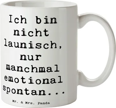 Produktbild von Mr. & Mrs. Panda Tasse Spruch Emotionen ausdrücken - Weiß - Geschenk, Becher, besondere Art und Weise, Liebe, Zuversicht, spontane Emotionalität, Glück, Hoffnung, mit