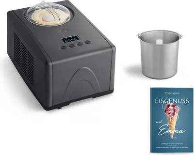 Produktbild von SPRINGLANE Eismaschine Emma 1,5 L mit selbstkühlendem Kompressor 150 W inkl. Edelstahl Zusatzbehälter, Eiscrememaschine aus Edelstahl mit entnehmbarem Eisbehälter, inkl. Rezeptheft