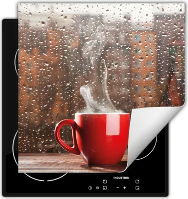 Produktbild von DarHaus Herdabdeckplatte 60x52 cm Anti Rutsch Matte Aufrollbar, Tropfen - Kaffee