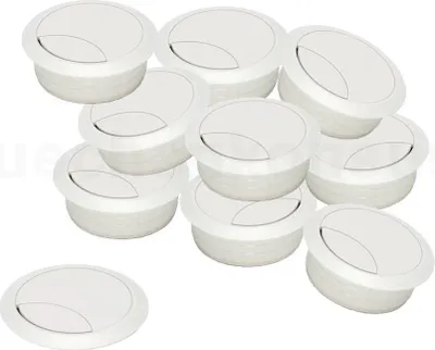 Produktbild von Kabeldurchlass 80 mm für Arbeitsplatte Kunststoff weiß 10 Stück