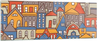 Produktbild von Bilder auf glas - Stadt Haus Straße - 140x50cm - Glasbilder - Wandbilder - Kunstdruck - zum Aufhängen bereit - Wanddekoration aus Glas - Glas Bilder - Wandbild auf Glas - Einteilig - GAB140x50-3953