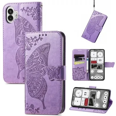 Immagine prodotto di Per Nulla Phone 2 Similcuoio portafoglio cellulare custodia farfalla design cover casi viola chiaro