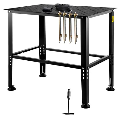 Produktbild von Schweißtisch 914,4 x 609,4 x 784,8 mm, Montagetisch mit einer Tragkraft von 362 kg, Werkbank mit 16 mm Befestigungslöchern und rutschfesten Fußpolstern für Schweißmontage- und Reparaturarbeiten