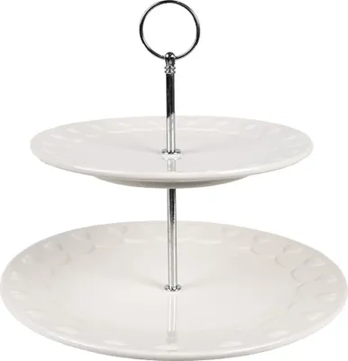 Obrázek produktu pro Clayre & Eef 2vrstvý etážový stůl Ø 26x26 cm bílá keramika
