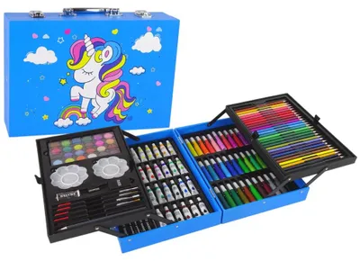 Produktbild von Leantoys KINDER-KUNSTSET MIT 145 TEILEN Im rosa Federmäppchen mit Einhorn