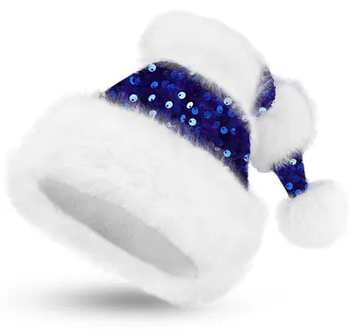 Produktbild von Nikolausmütze für Erwachsene mit Pailletten und Schneeflocke Blau