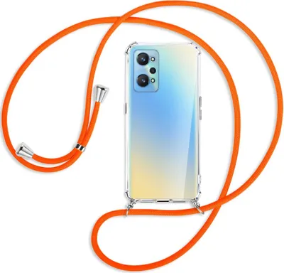 Produktbild von Handykette Backcover-Schutzhülle mit Band (Metall silberfarben) für Realme GT Neo2 - neonorange