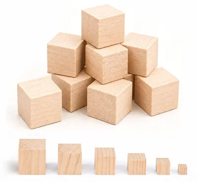 Immagine prodotto di Dadi in legno - Blocchi bianchi - 9 pezzi - 5 cm