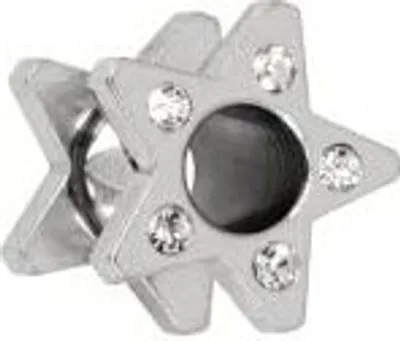 Produktbild von Ohr Flesh Flared Stern Stahl Tunnel Piercing Mit Kristallen Steinen Weiss - 4mm