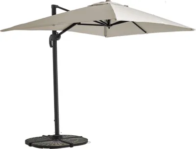 Image de Parasol déporté inclinable et rotatif 2x3 m et 4 dalles lestées blanc - Oviala Amalya
