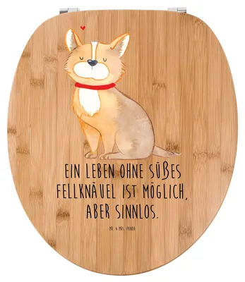 Produktbild von Mr. & Mrs. Panda WC Sitz Hund Glück - Transparent - Geschenk, glücklich, Corgie, WC-Sitz, Klo-Deckel, Sprüche, Klodeckel, Toilettendeckel, Toilettenbrille, Klobrille