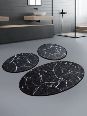 Obrázek produktu pro Mijolnir, Marble - Black, koupelnová předložka, černá, polyester, 60 x 100 cm