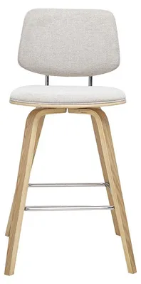 Produktbild von Miliboo - Barhocker aus Stoff mit beiger strukturierter Samtoptik und hellem Holz H66 cm (2er-Set) SEGUR