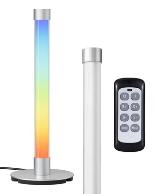 Productafbeelding van EDISHINE LED-tafellamp, RGB & warm wit, muziek synchronisatie, dimbaar, zilver met afstandsbediening, 7 RGB-modi, 3 muziekmodi, moderne sfeerverlichting