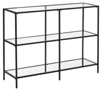 Konsole-Tisch, 3 Ebenen, Metallrahmen, gehärtetes Glas