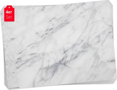 Produktbild von Tischsets | Platzsets abwaschbar – weißer Marmor – aus Premium Vinyl (Kunststoff – BPA-frei) - 4 Stück - 44 x 32 cm -  Germany