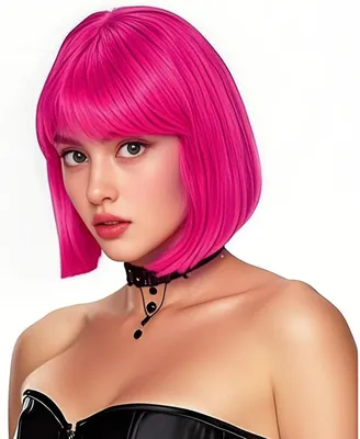 Produktbild von Bob Perücke, 28 cm, rosa, Kunsthaar, für Party