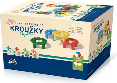 Obrázok produktu pre Prvá stavebnica najväčšie krúžky 96ks v krabici 18x25x19cm 12m+