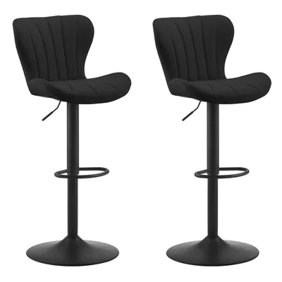 Produktbild von CLIPOP 2er Set höhenverstellbarer Hocker, 360°Drehstuhl mit Rückenlehne Fußstütze Barstuhl aus Samt,Schwarz