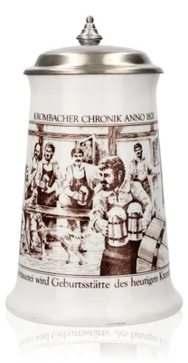 Produktbild von Krombacher Bierglas Jahreskrug 1987 Steinzeugkrug Seidel Zinndeckel 0,9l Krug